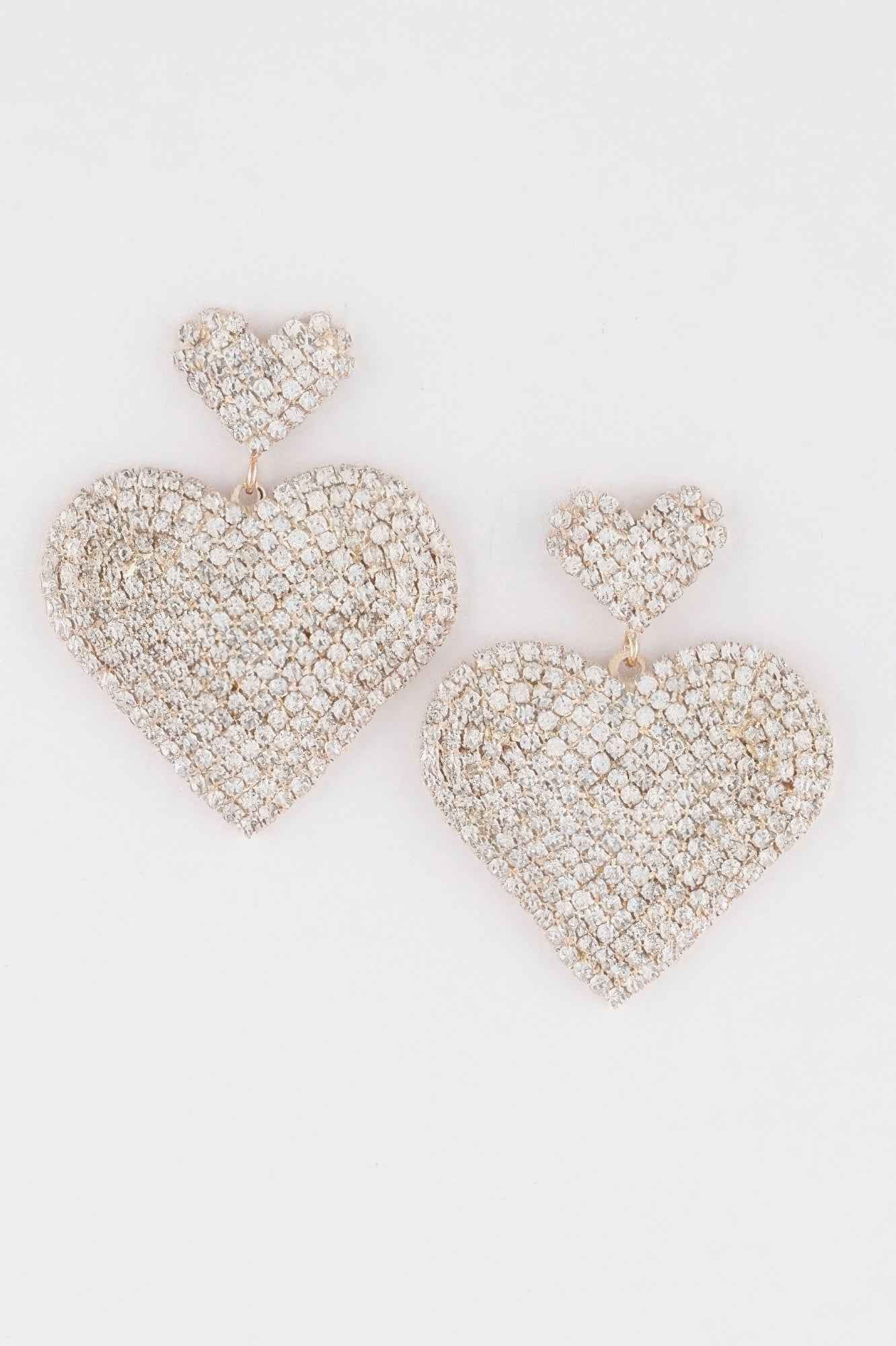 Jeweled Heart Drop Earrings