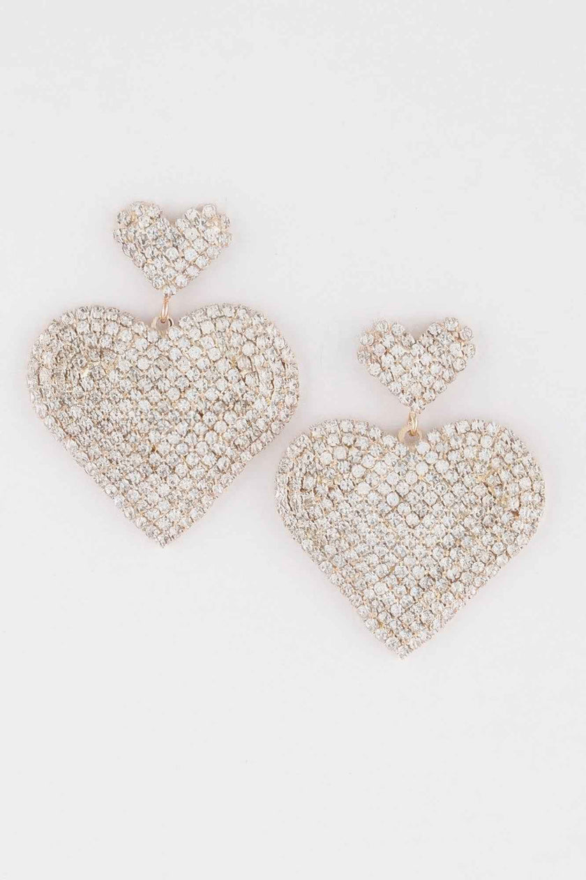 Jeweled Heart Drop Earrings