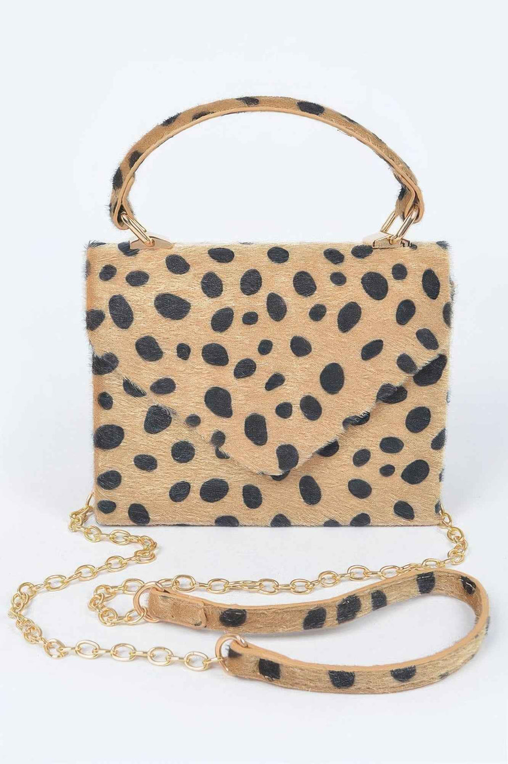 Faux Fur Leo Top Handle Clutch