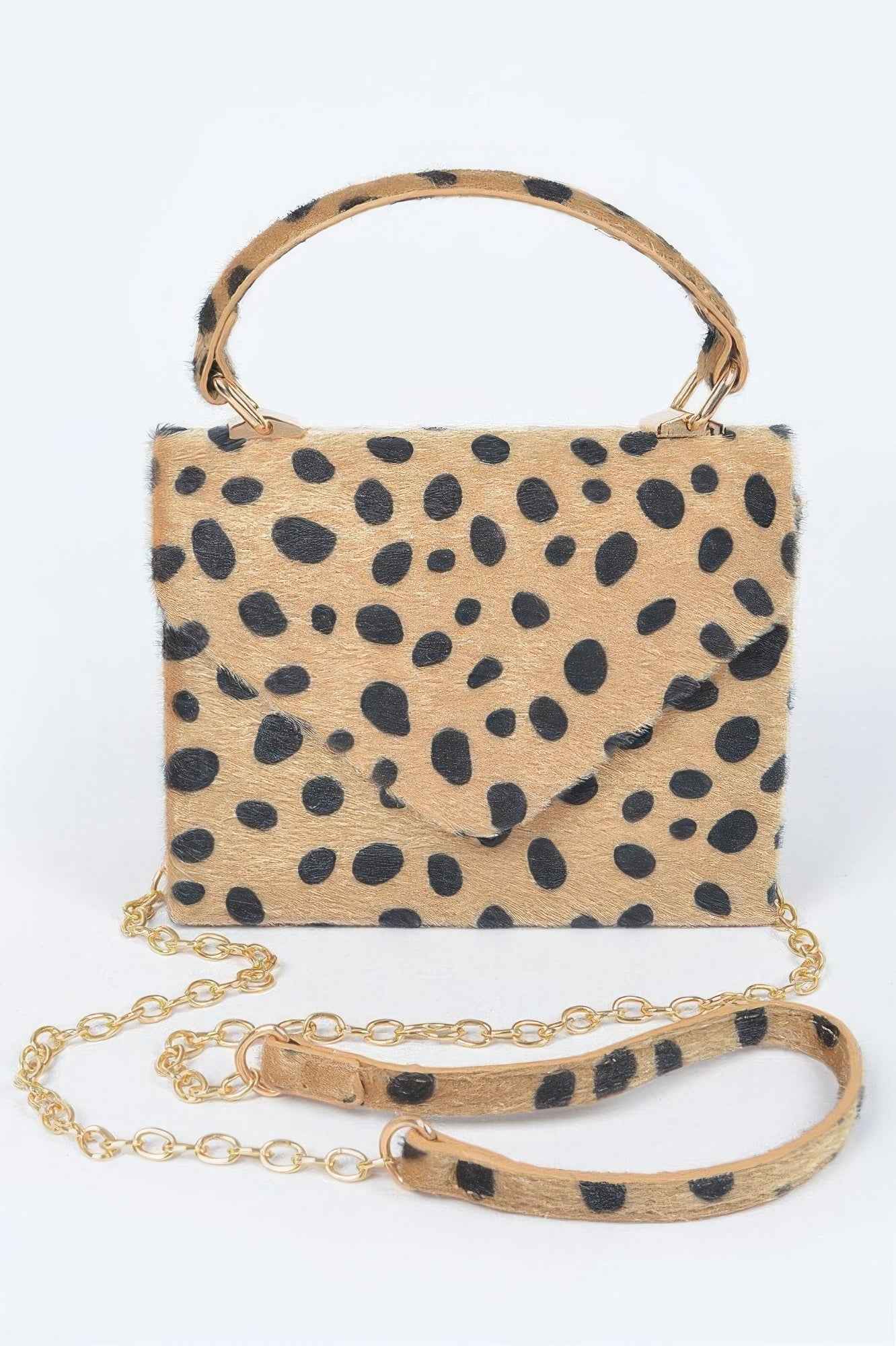 Faux Fur Leo Top Handle Clutch