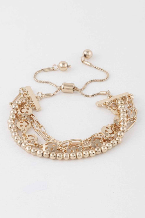 Beaded Smiley Face Chain Bracelet