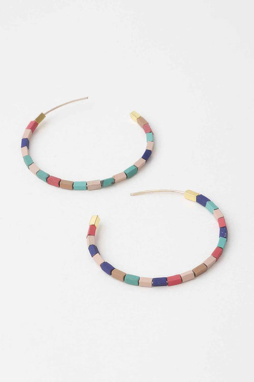 Beaded Clay Hoop Earrings