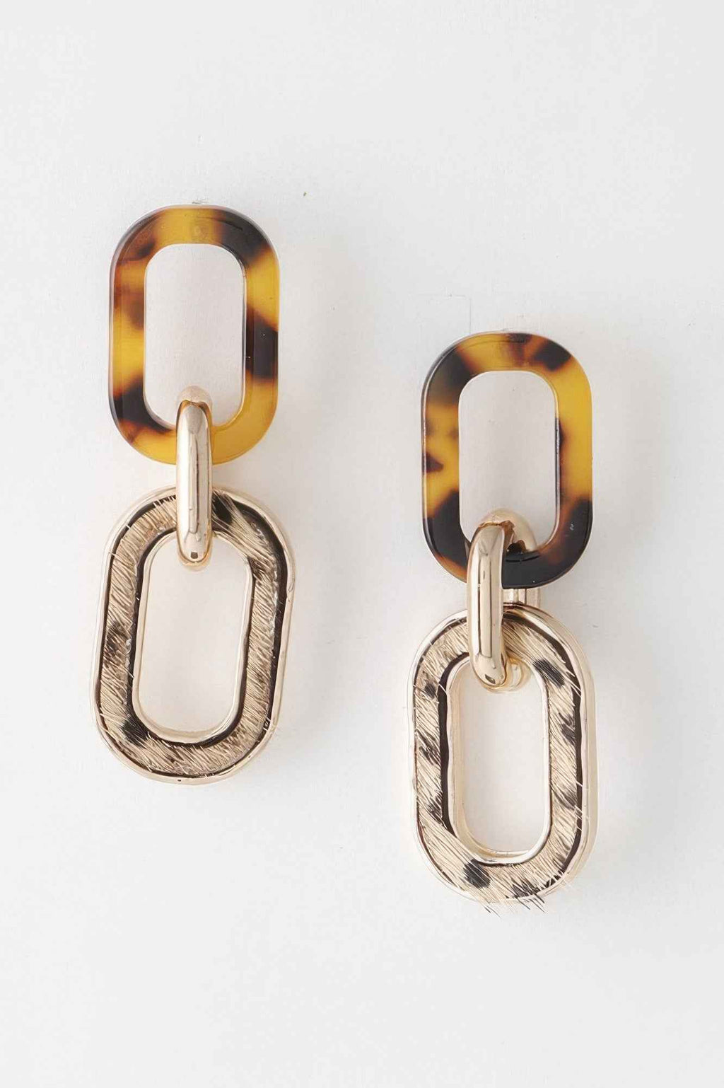 Two Toned Link Chain Drop Earrings