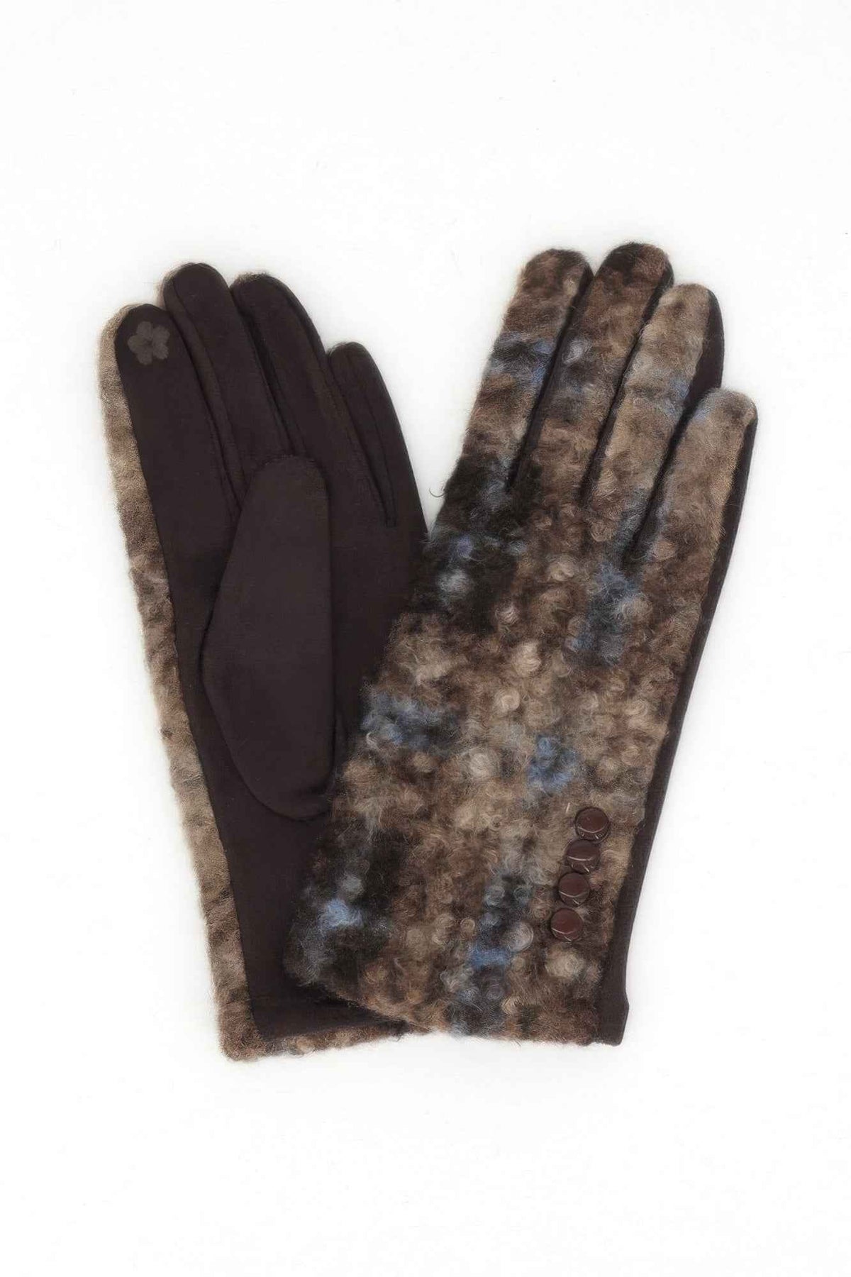 Boucle Check Touchscreen Gloves With Side Buttons