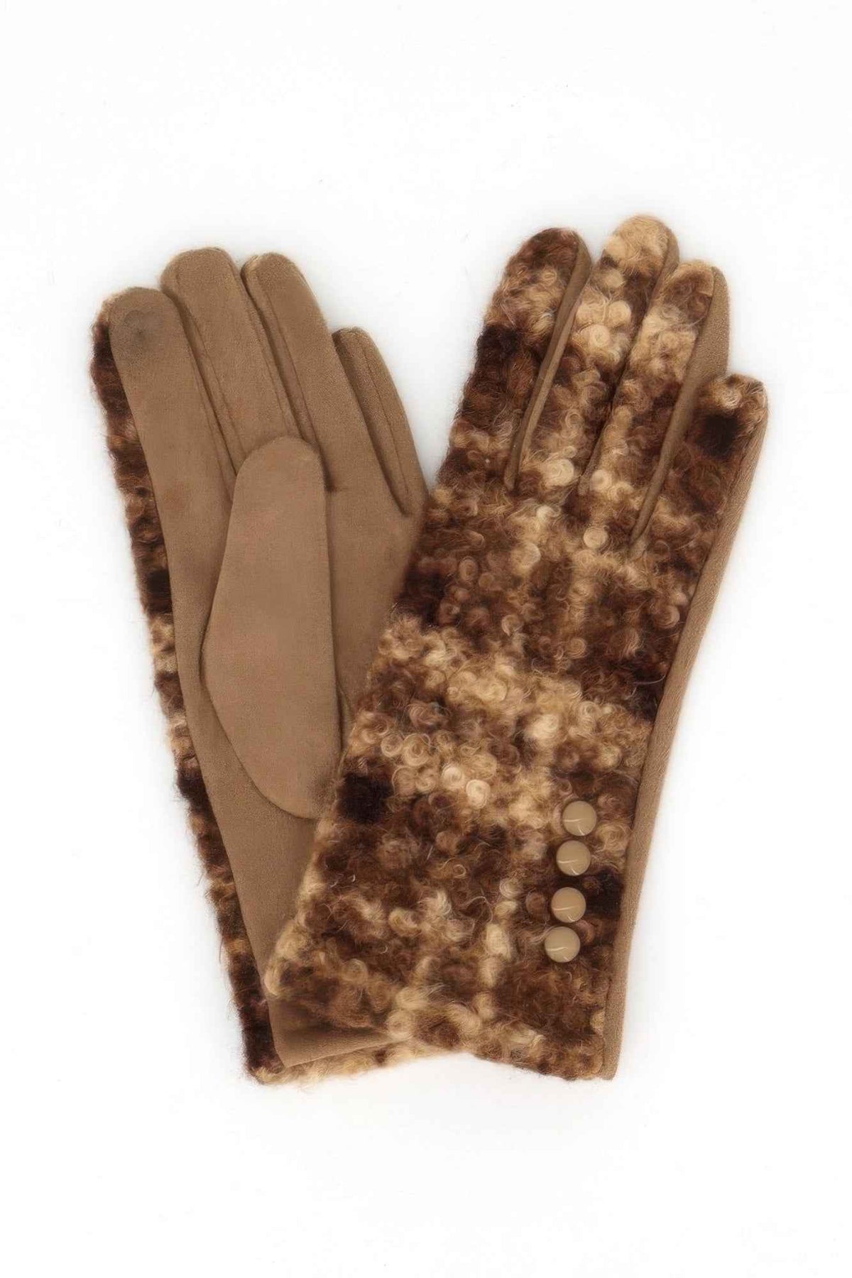 Boucle Check Touchscreen Gloves With Side Buttons