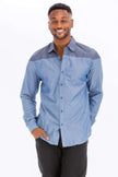 Two Tone Long Sleeve Button Down Shirt - Pikemla
