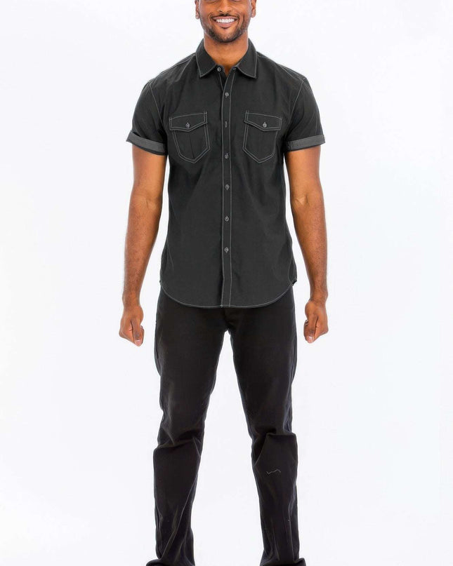 Outline Stitch Short Sleeve Shirt - Pikemla