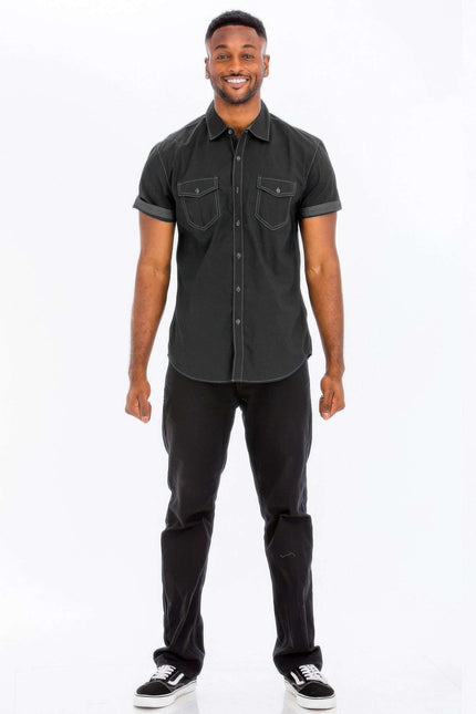 Outline Stitch Short Sleeve Shirt - Pikemla