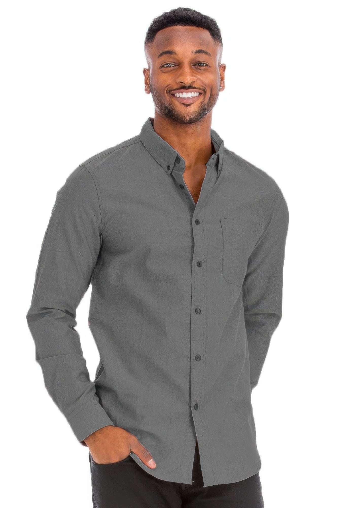 Men's Casual Long Sleeve Shirt - Pikemla