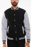 Mens Fleece Snap Button Varsity Jacket