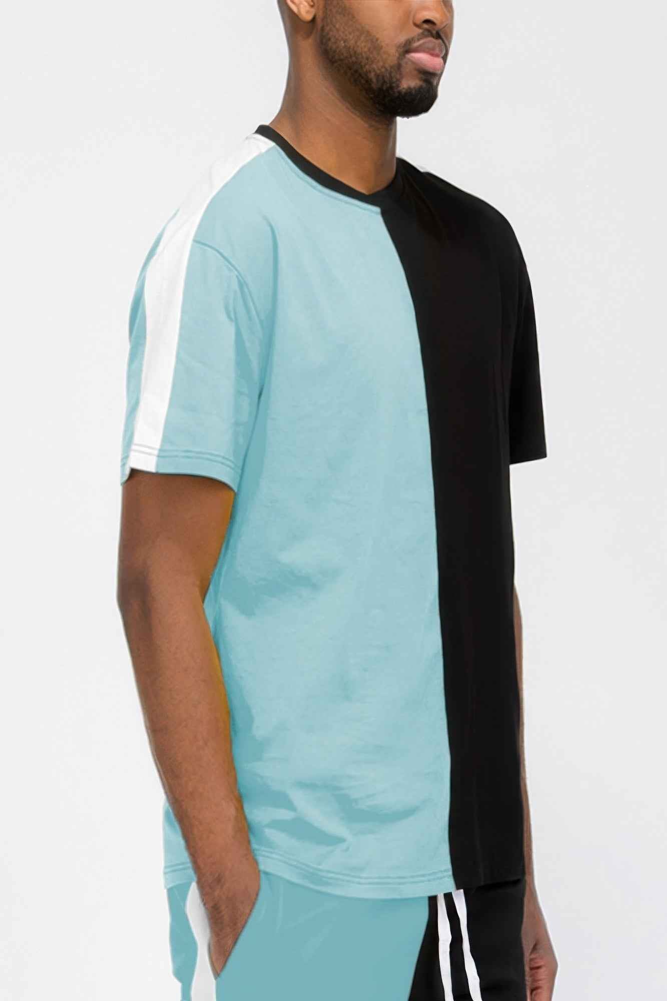 Two Tone Color Block Short Sleeve Tshirt