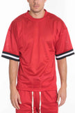 Mesh Sleeve Tape Athletic Tshirt