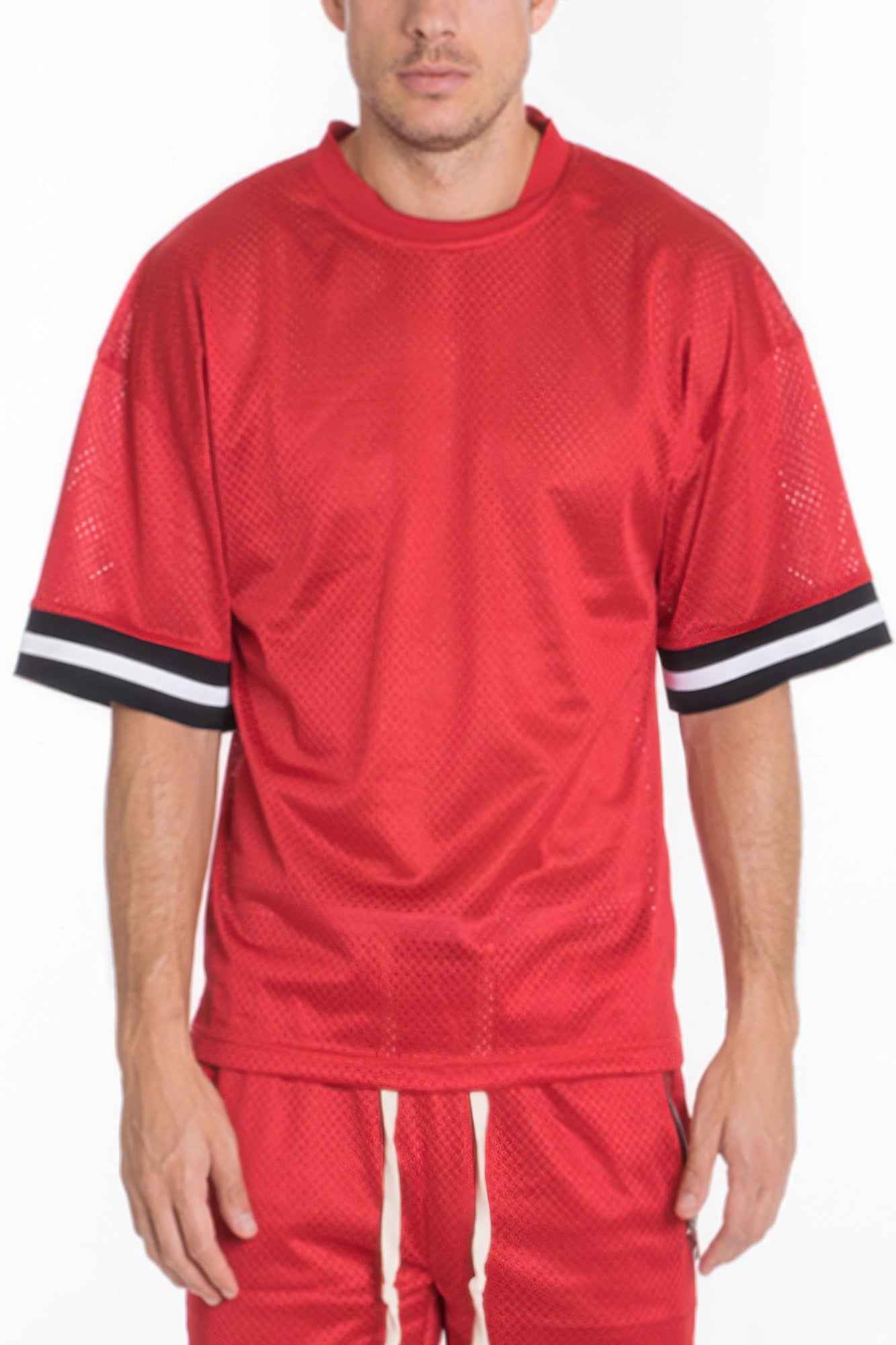 Mesh Sleeve Tape Athletic Tshirt