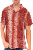 Red Snake Button Down Shirt - Pikemla