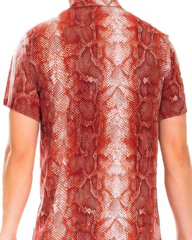 Red Snake Button Down Shirt - Pikemla