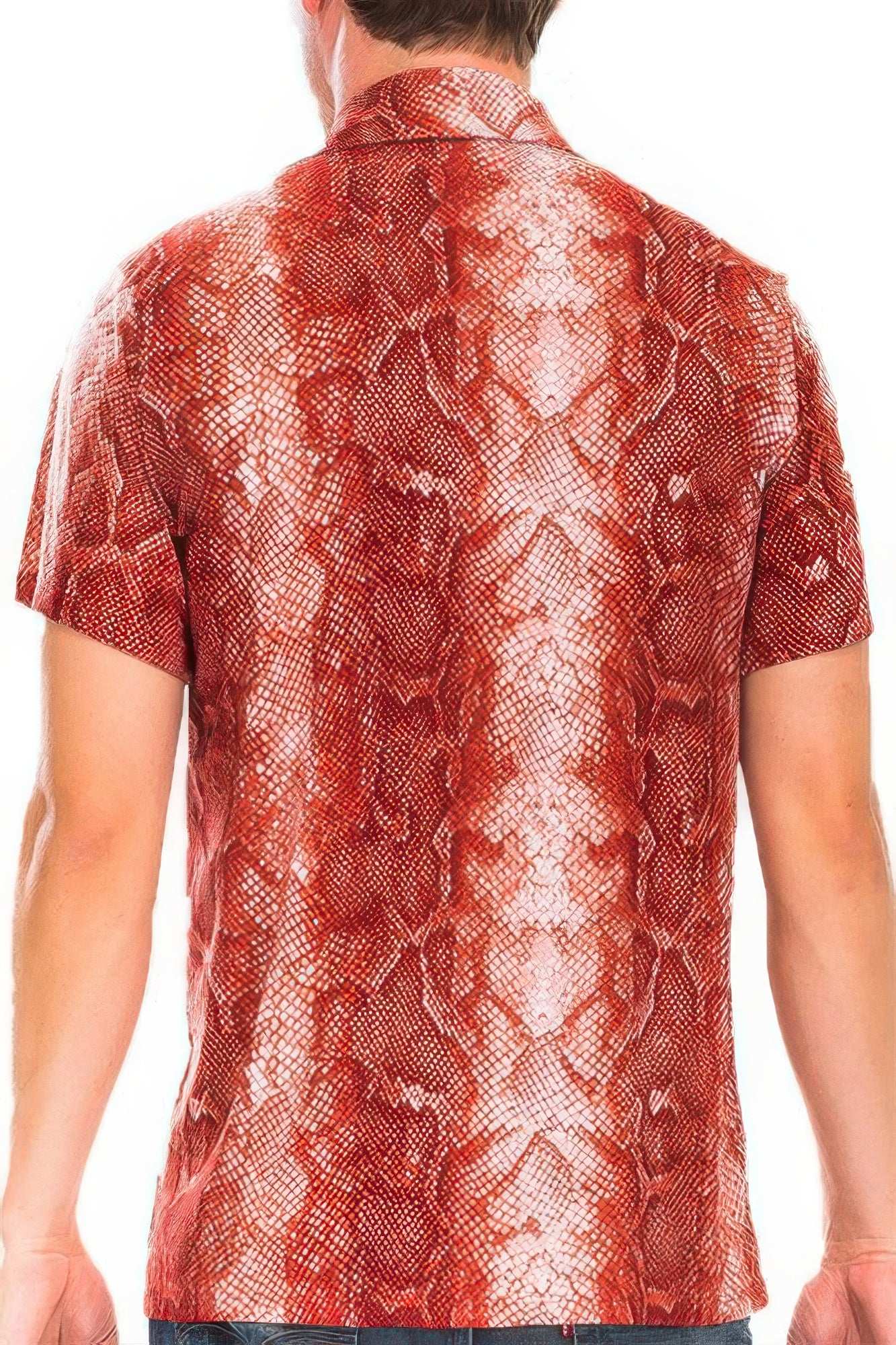 Red Snake Button Down Shirt - Pikemla