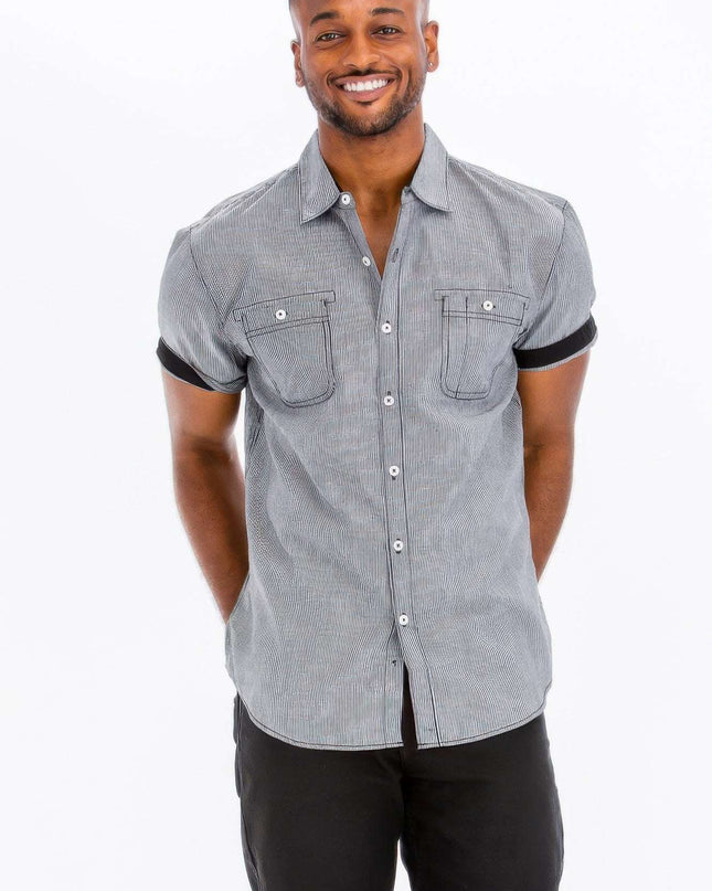 Casual Short Sleeve Solid Denim Shirt - Pikemla