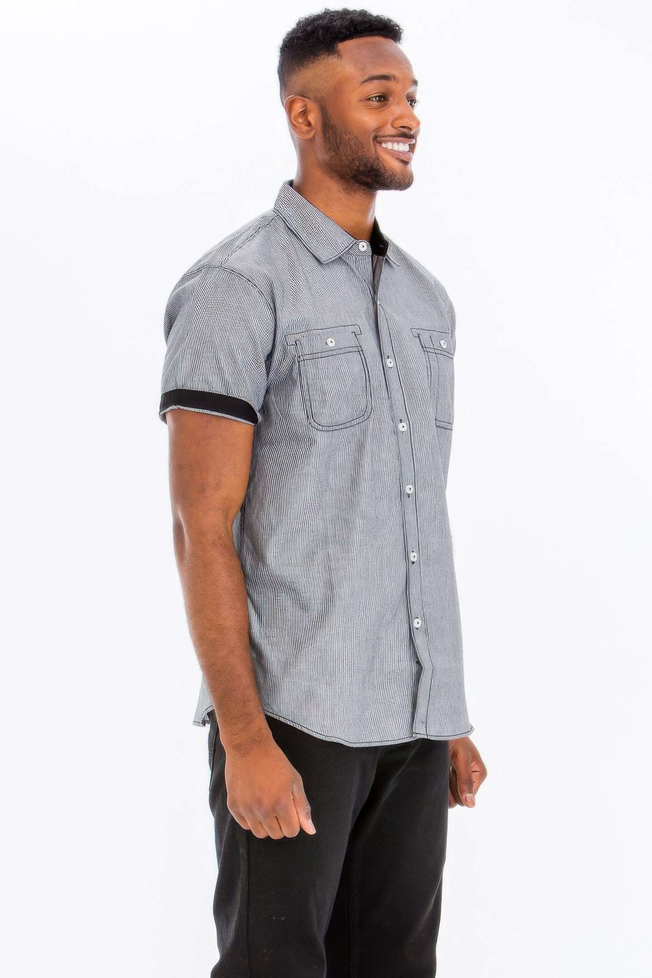 Casual Short Sleeve Solid Denim Shirt - Pikemla