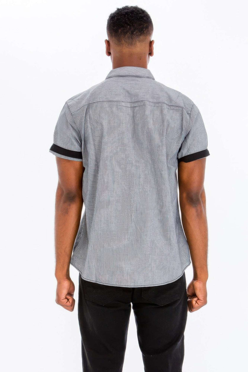 Casual Short Sleeve Solid Denim Shirt - Pikemla