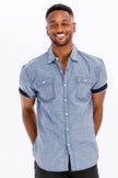 Casual Short Sleeve Solid Denim Shirt - Pikemla