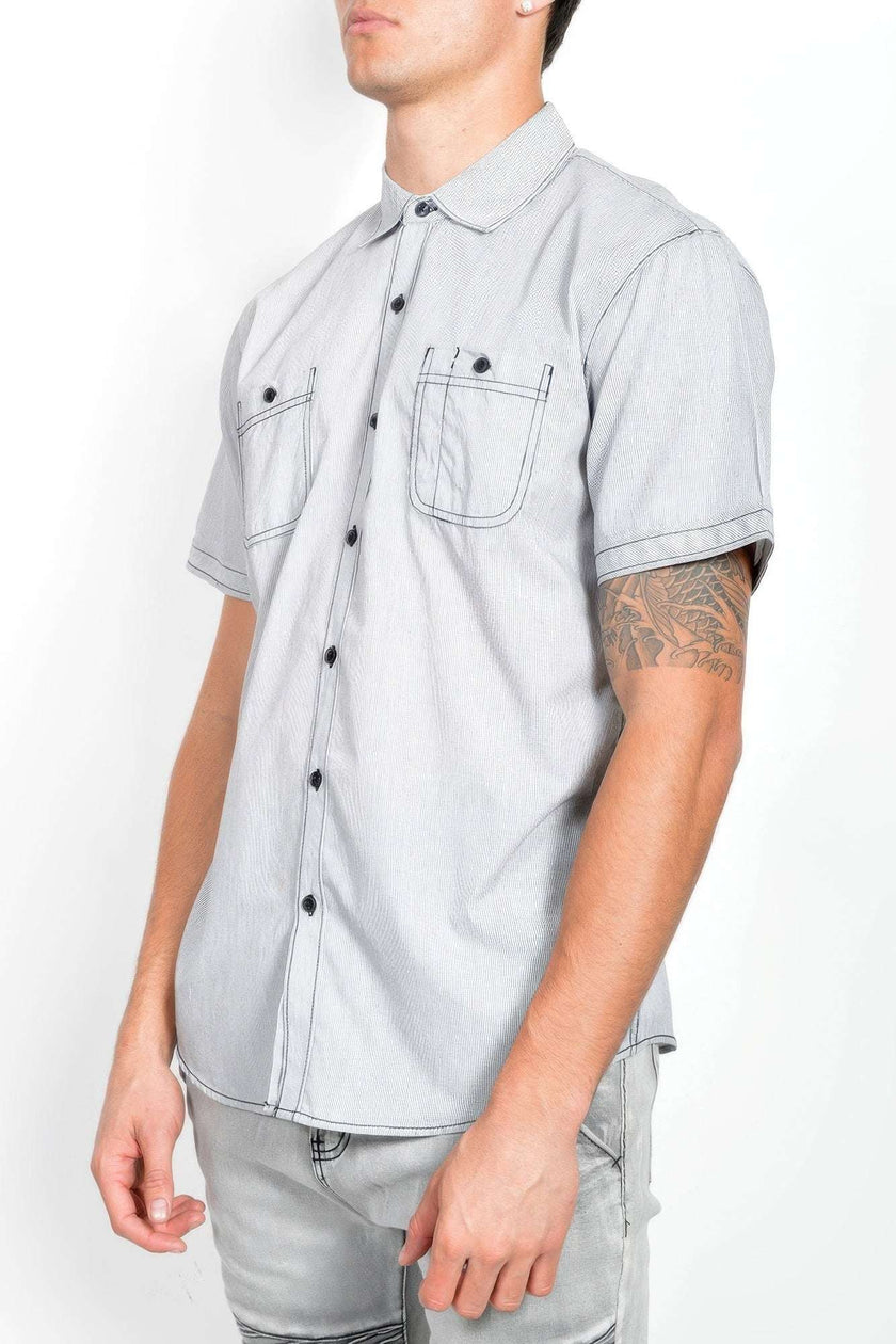 Casual Short Sleeve Solid Denim Shirt - Pikemla