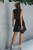 Sleeveless Tie Neck Frill Trim Tiered Layer Dress - Pikemla