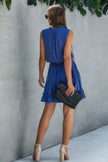 Sleeveless Tie Neck Frill Trim Tiered Layer Dress - Pikemla