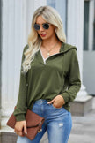 Solid Lace Trim Long Sleeve Loose Hoodie - Pikemla