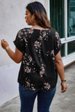 Plus Size Floral Print V Neck Loose Blouse - Pikemla