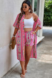 Plus Size Two Pieces Printed Elastic Waist Sets - Pikemla