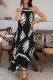 Geo Print Halter Sleeveless Loose Fit Dress - Pikemla