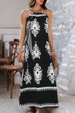Geo Print Halter Sleeveless Loose Fit Dress - Pikemla