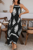 Geo Print Halter Sleeveless Loose Fit Dress - Pikemla