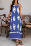 Geo Print Halter Sleeveless Loose Fit Dress - Pikemla