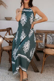 Geo Print Halter Sleeveless Loose Fit Dress - Pikemla