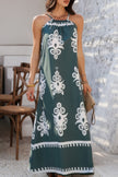 Geo Print Halter Sleeveless Loose Fit Dress - Pikemla