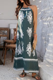 Geo Print Halter Sleeveless Loose Fit Dress - Pikemla