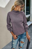 Drop Shoulder Solid Mock Neck Classic Knitted Sweater - Pikemla