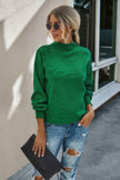 Drop Shoulder Solid Mock Neck Classic Knitted Sweater - Pikemla