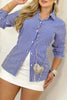 Plus Strip Button Up Fit Front Open Blouse - Pikemla