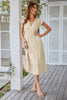 V Neck Flutter Sleeve Ruffle Hem Layered Dress - Pikemla