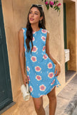 Round Neck Floral Print Sleeveless Loose Dress - Pikemla