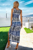 Ruched Allover Print Drawstring Split Thigh Dress - Pikemla