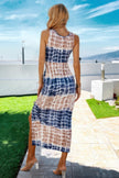Ruched Allover Print Drawstring Split Thigh Dress - Pikemla