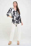 Hit Notch Neck Rolled Sleeve Top