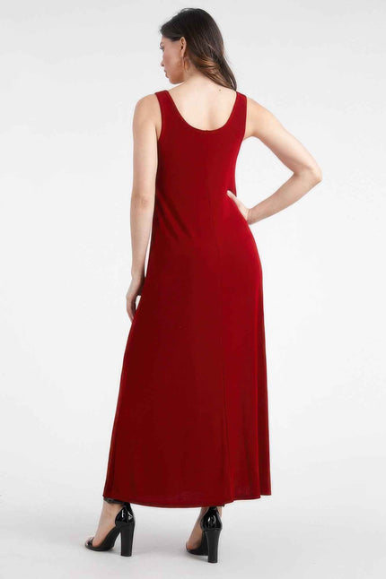 Plus Size Sleeveless Solid Acetate Long Maxi Dress