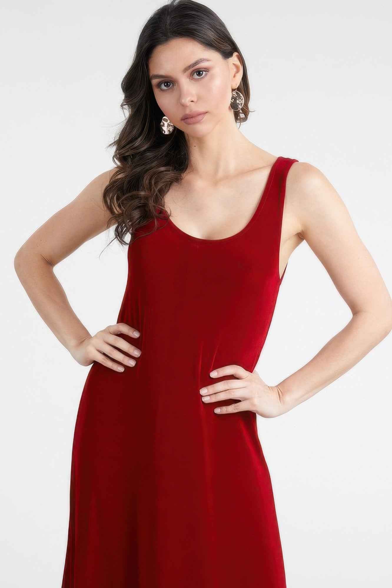 Plus Size Sleeveless Solid Acetate Long Maxi Dress