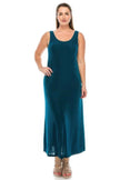 Plus Size Sleeveless Solid Acetate Long Maxi Dress