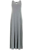 Plus Size Sleeveless Solid Acetate Long Maxi Dress