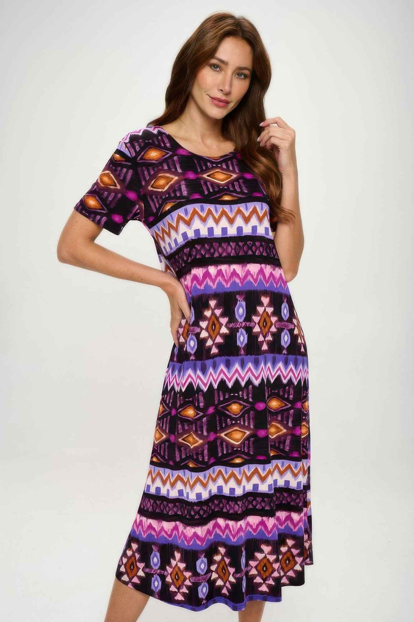 Plus Size Bns Print Long Dress